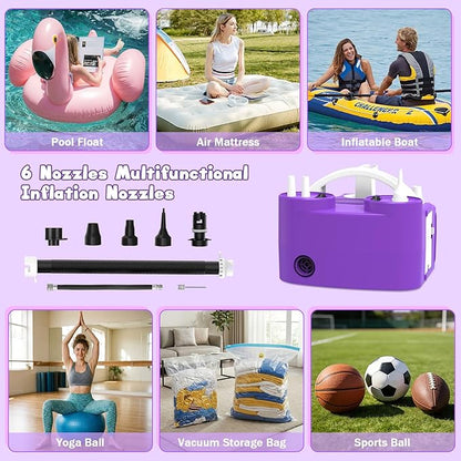 ID IDAODAN 4-in-1 Electric Balloon Pump with Triple Nozzles, Dual Motor Balloon Inflator & Deflator for Latex, Foil & 260Q Balloons