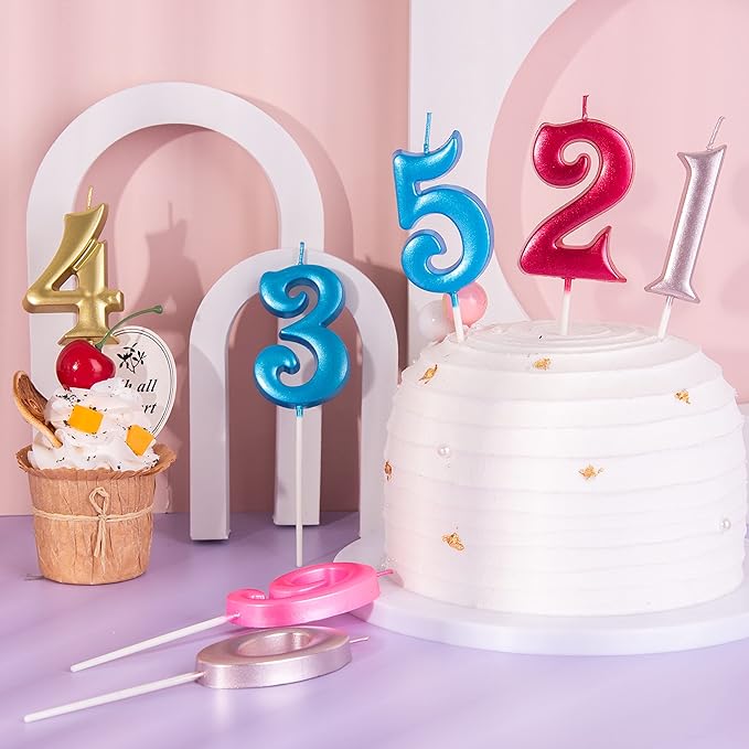 PHD CAKE 2.76 Inch Elegant Blue 9 Number Birthday Candles, Blue Number Candles, Cake Number Candles, Party Celebration