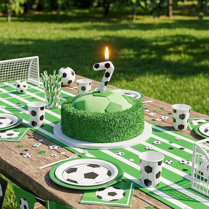Soccer Number 7 Birthday Candle, 7th Birthday Candle Sport-Theme Cake Topper, Soccer Theme Party Decorations for Boys Girls, Party Supplies Birthday Gifts