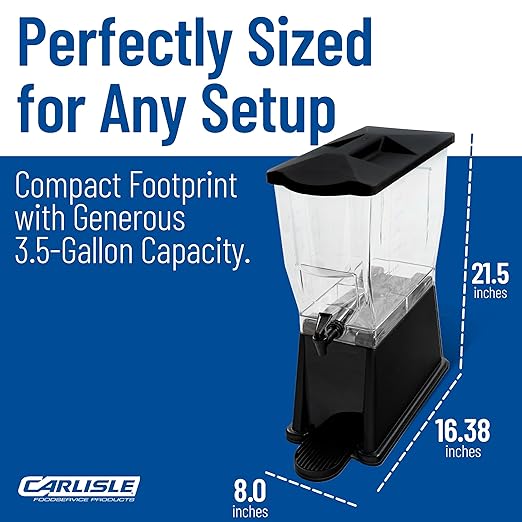 Carlisle FoodService Products Trimline Rectangular Beverage Dispenser Drink Dispenser with Spigot for Catering, Buffets, Restaurants, Polycarbonate (Pc), 3.5 Gallons, Black