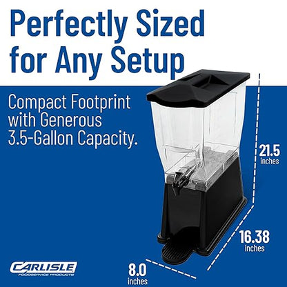 Carlisle FoodService Products Trimline Rectangular Beverage Dispenser Drink Dispenser with Spigot for Catering, Buffets, Restaurants, Polycarbonate (Pc), 3.5 Gallons, Black