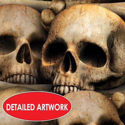 Beistle Catacombs Backdrop Wall Decorations – 2 Realistic Skull and Bone Printed Plastic Wall Coverings, Halloween Haunted House Party Décor Indoor Spooky Scene Background Display, 4 Ft x 30 Ft Each
