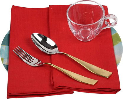 Urban Villa Dinner Napkins Solid Slub Set of 6 MUL Color Dinner Napkins Size 20X20 in Cloth Napkins Cotton Cloth Napkins Premium Quality Mitered Corner Ultra Soft DinnerNapkins