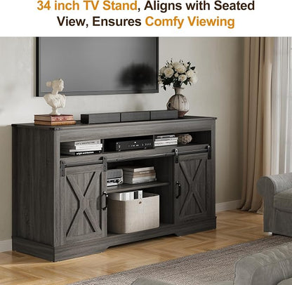 RoyalCraft TV Stand for 65+ Inch TV: Farmhouse Entertainment Center