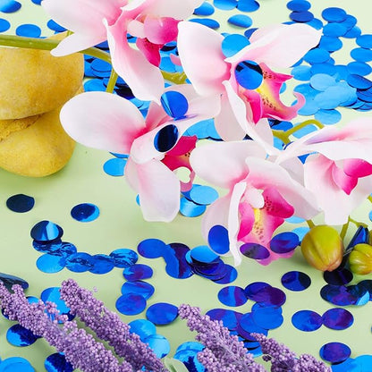 TecUnite Sapphire Blue Foil Confetti Round Tissue Paper Table Confetti Dots for Wedding Birthday Party Decoration Arts Craft DIY Scrapbooking, 1.76 oz (1.5 cm)