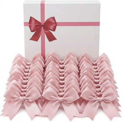 Rose Gift Wrap Bows - 100 Pcs 3.3 Inch Elegant Satin Bows for Wedding Decor, Valentine's Day, Mother's Day, Romantic Gifts, Baby Girl Shower, Birthday, Christmas, Party Decorations