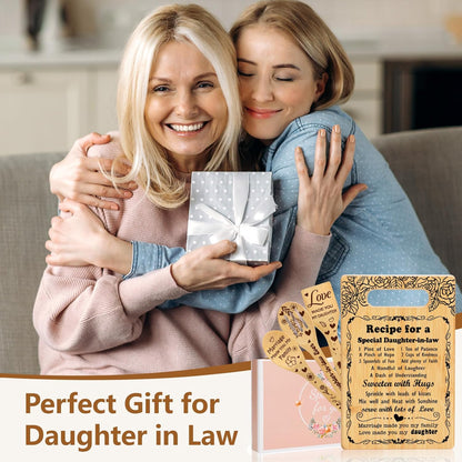 Gifts for Daughter in Law Cutting Board Set, "Recipe for a Daughter-in-Law" Christmas Birthday Gifts for Daughter in Law with Engraved Utensil, Daughter-in-Law Gift from Mother-in-Law Christmas