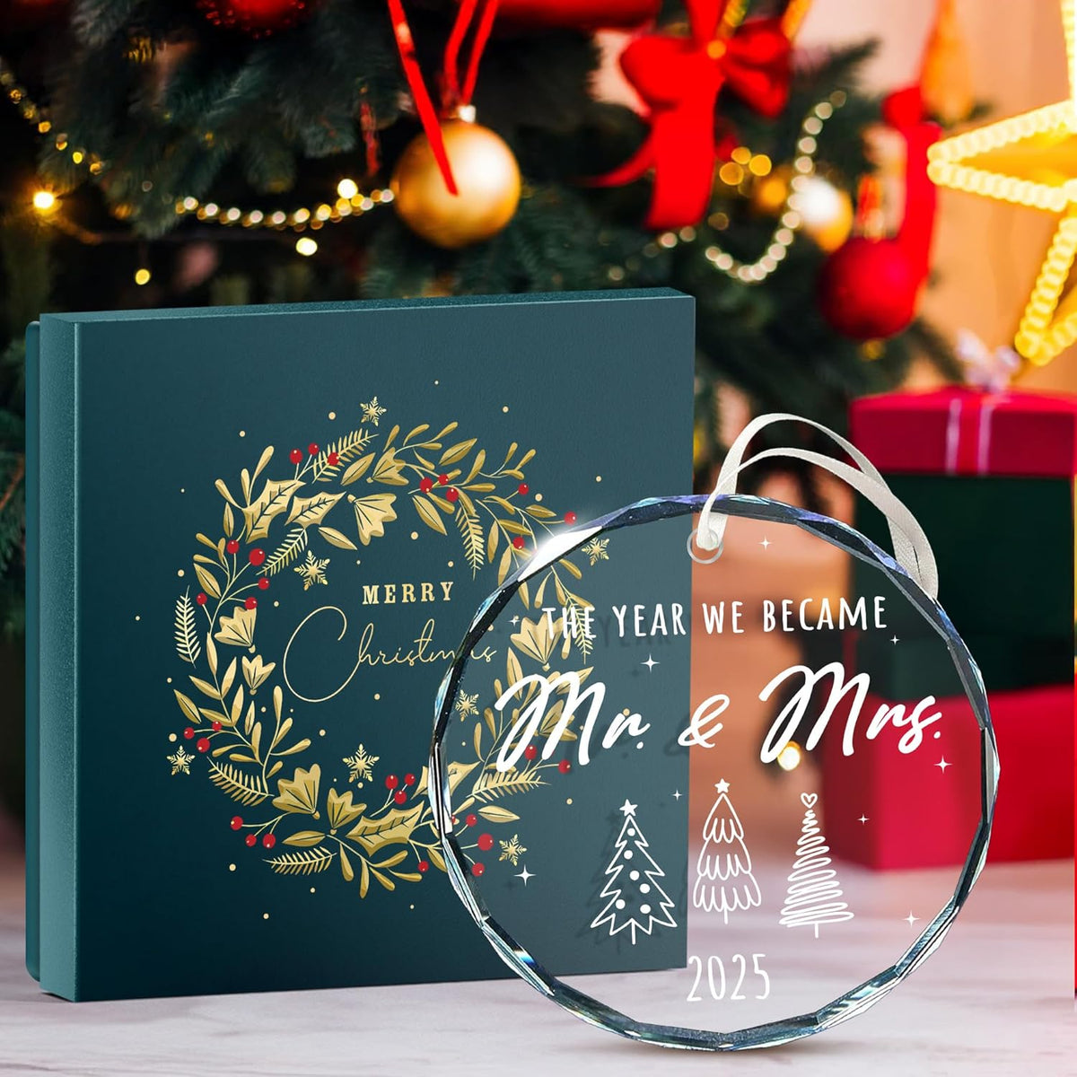 Wedding Gifts for Couples 2025 - Bridal Shower Gift, Wedding Gifts for Newlyweds, Bride Gift Ideas, First Christmas Married Ornament 2025, Ideas Present for Mr and Mrs, Just Married Ornaments