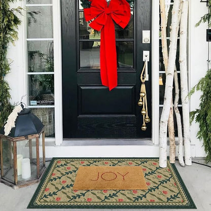 Front Door Mat Outside Entrance - 2x3 Non-Slip Washable Doormat Indoor Outdoor Entrance Jute-Look Floral Rug Welcome Mat Small Throw Rugs for Entryway Bedroom Kitchen Mudroom Front Porch Decor