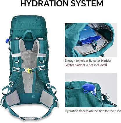 N NEVO RHINO 40L Internal Frame Hiking Backpack for Men Women with Rain Cover, Lightweight Outdoor Backpacking Backpack for Camping, Hiking, Traveling