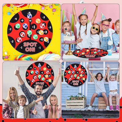 Hiboom Ladybug Party Games for Kids 20x20 Ladybug Dart Board Decorations with 12 Sticky Balls Toys, Indoor & Outdoor Party Carnival Games, Boys Girls Birthday Gifts for Kids