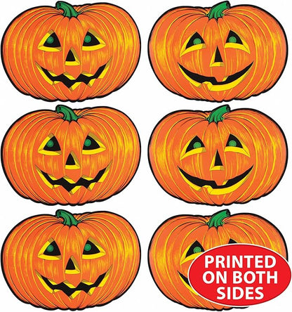 Beistle 6 Piece Paper Jack-O-Lantern Cut Outs, Halloween Party Decorations, Fall Décor, Made In USA Since 1900
