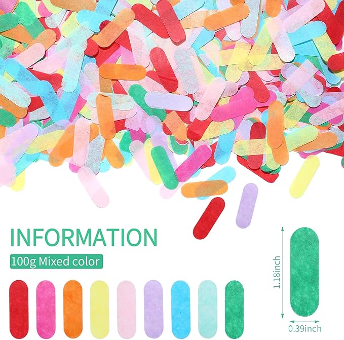 Hungdao 3.52 Oz/ 100g Tissue Sprinkle Confetti Dount Table Confetti Supplies Decoration Colorful Rainbow for Baby Shower Birthday Ice Cream Party Wedding Photo Booth Props