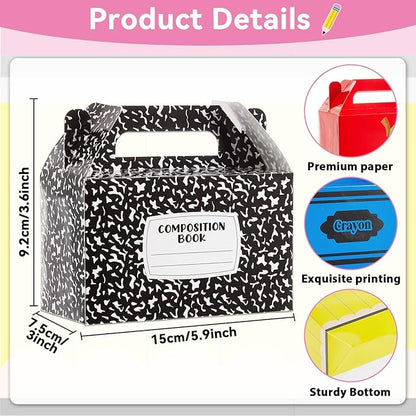 12Pcs Back to School Gift Boxes First Day of School Party Treat Boxes Pencil Crayon Apple Goodie Candy Box Teacher Appreciation Party Favor for Student Preschool Kindergarten Classroom Decorations