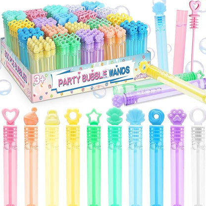 Kids Bubble Party Favors, 300 Pack Mini Bubbles Bulk with Gift Box, Pastel Bubble Wand Sticks for Party Toys, Birthday Supplies, Wedding Decorations, Carnival Prizes, Goody Bag Fillers Stuffers