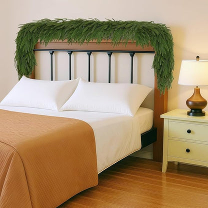 4 Pcs 6FT Christmas Garland, Christmas Decorations, Artificial Norfolk Pine Garland, Faux Greenery Garland for Mantle Fireplace Table Door Wall Upstairs Indoor Outdoor Holiday Xmas Decor