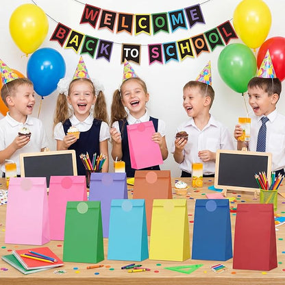woric 36PCS Colorful Party Favor Bags with Stickers, 9 Colors Small Gift Bags Self Stand Rainbow Goodie Bag for Kids, Baby Shower, Wedding Birthday Party Favor Supplies