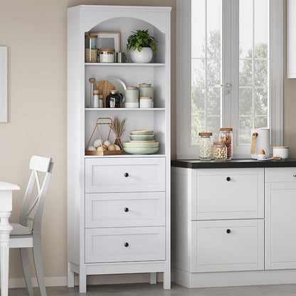 Bookshelf with Drawers, Floor Standing Display Storage Cabinet