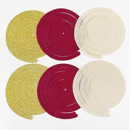 36 Pcs Maroon Gold Hanging Swirl Decorations Glitter Gold Burgundy Beige Felt Swirl Streamer Spiral Ceiling Garland for Birthday Graduation Wedding Baby Shower Retirement Anniversary Garnet Party