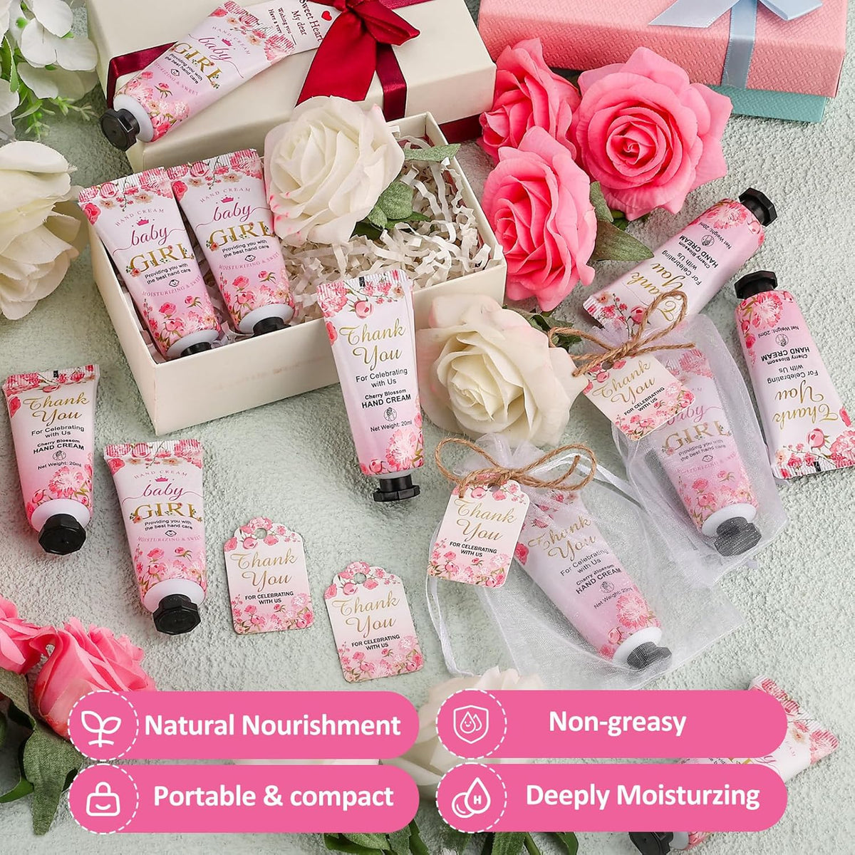 60 Sets Baby Shower Hand Cream, Wedding Hand Cream Gifts, Baby Shower Party Favors Gifts for Guests Bridal Shower,Thank You Gifts,Travel Size Hand Lotion Bulk for Wedding(Baby Girls)