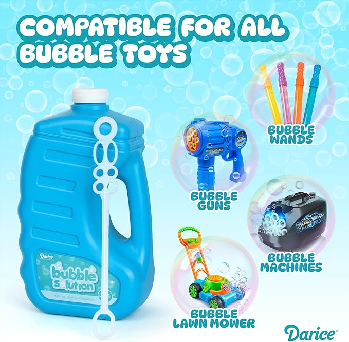 Darice 64-Ounce Bubble Solution-Includes Wand and Easy Pour Funnel Top-Works with Bubble Machines-for Weddings, Birthdays and Outdoor Events 30090907