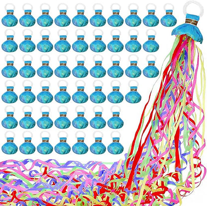 50Pcs Colorful Streamers Poppers Hand Throw Confetti Popper No Mess Party Poppers Paper Crackers for Christmas New Year Birthday Wedding Graduation Engagement Retirement Celebrations