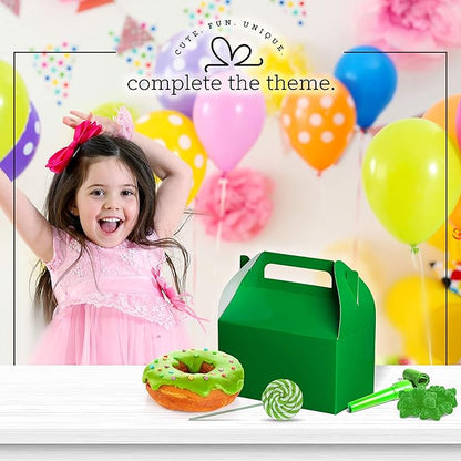 Hammont Candy Boxes Party Favors - 10 Pack Paper Gable Boxes – Mario Birthday Party Supplies Treat Box for Goodies & Gifts - Two Sweet, Themed Birthday Bag Favors - 6.25" X 3.75" X 3.5" (Green)