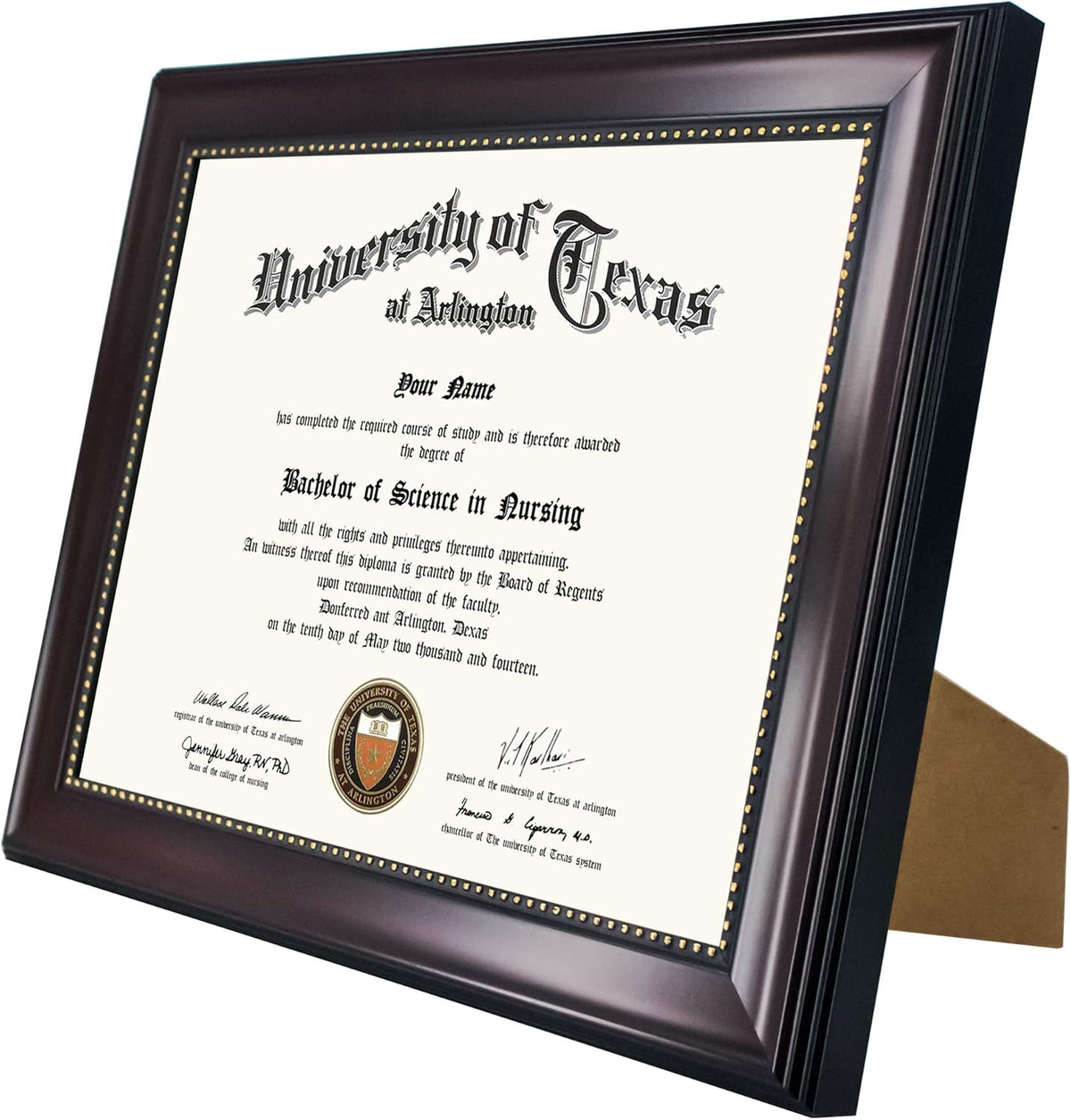 GraduationMall 8.5x11 Certificate Diploma Frame, UV Protection Acrylic, Mahogany with Gold Beads, Set of 2