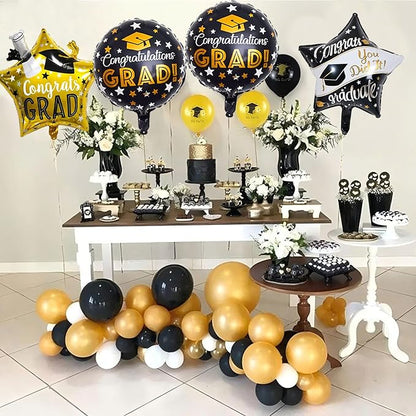 9Pcs Graduation Balloons Class of 2026 Balloons Congrats Grad Balloon for College High School Graduation Party Decorations