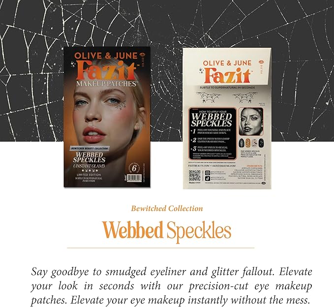 Fazit Makeup Patches - Halloween Webbed Speckles - Glow Up Make-Up Patches - Cute Glitter Makeup Accessories For Women - Cosmetic Glitter For Face