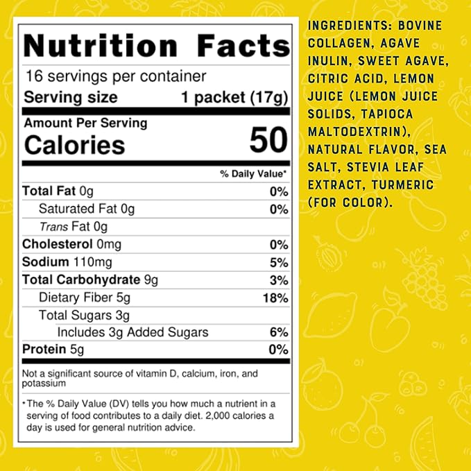 Bare Bones Lemonade Elevated Drink Mix | Light & Flavorful | Gluten-Free & Naturally Sweetened | On-the-Go Stick Single-Serve Packs Powdered Refreshment | 5g Protein | 16 Packets (.60 oz)