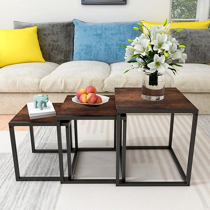 Nesting Table Set of 3 Side Tables, Modern Coffee Table Stacking End Table