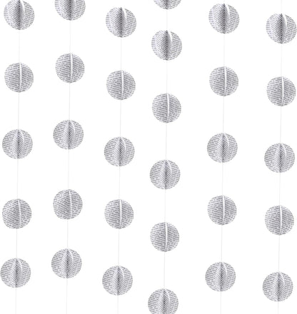 4 Pack Paper Circle Dot Garland Books Page Garland Bunting Party Holiday Christmas Newspaper Strand String Banner Wedding Backdrop Hanging Decoration (White Circular)