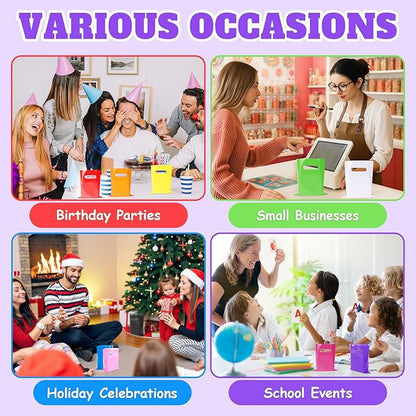 ANZNKU 100 Pcs Multicolor Party Favor Small Gift Bags with Handle for Easter Candy Treat Craft, Portable Goodie Bag for Kids Birthday Party, Reusable Gift Bag Bulk for Small Business(5.9x7.9 inch)