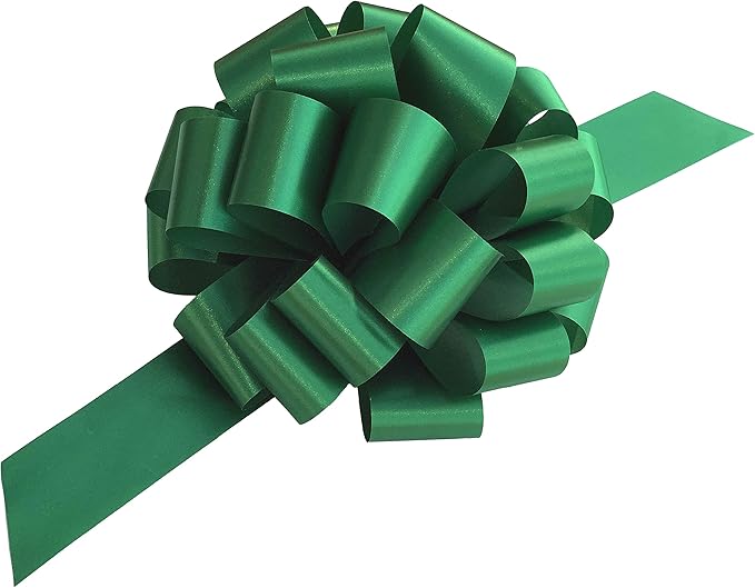 Large Emerald Green Pull Bows - 9" Wide, Set of 6, Christmas Wrapping, Gift Basket, Presents, Wreath, Fundraiser, Decoration, Classroom, Mardi Gras, St. Patrick's Day, Easter