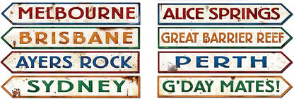 Beistle 8 Piece Paper Australian Street Sign Cut Outs Wall Décor Australia Day G'Day Mate Aussie Party Supplies