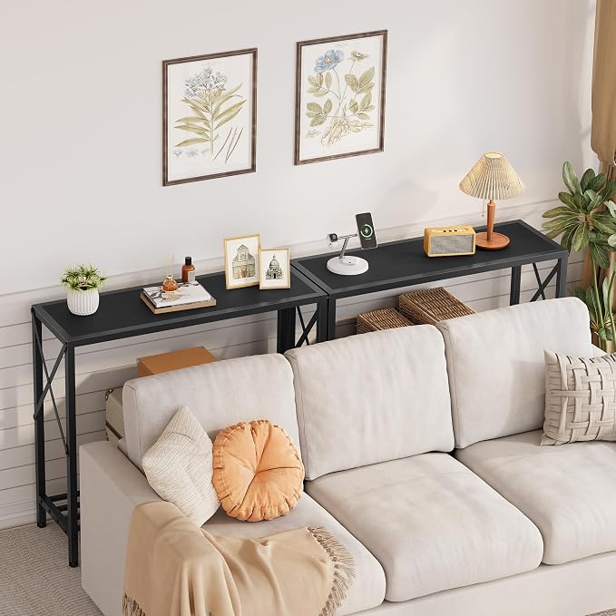 Tajsoon 2 Pack Console Table, 2 Tier Small Hallway Table, Narrow Sofa Table