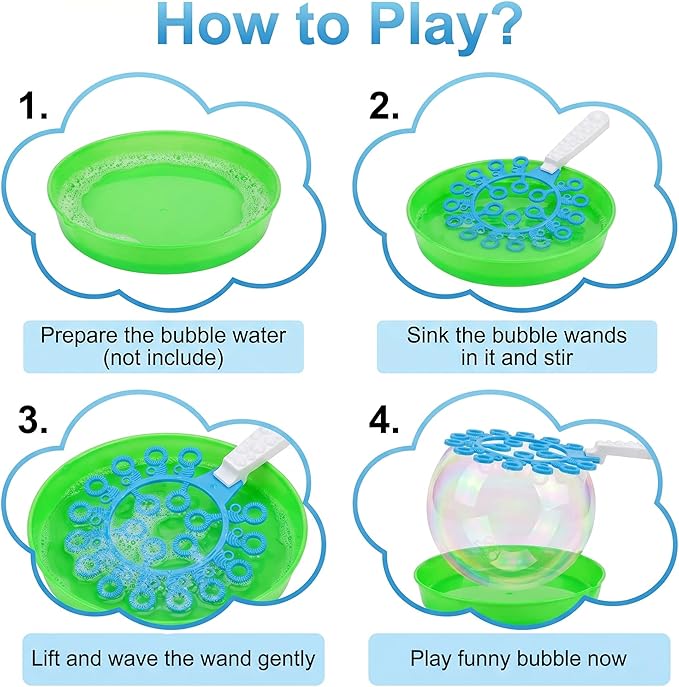 Roberly 28 Pcs Big Bubble Wands Set Bulk for Kids Summer Outdoor Activities Party Favors Gifts Birthday Games, Giant Bubbles Making Toys with Tray