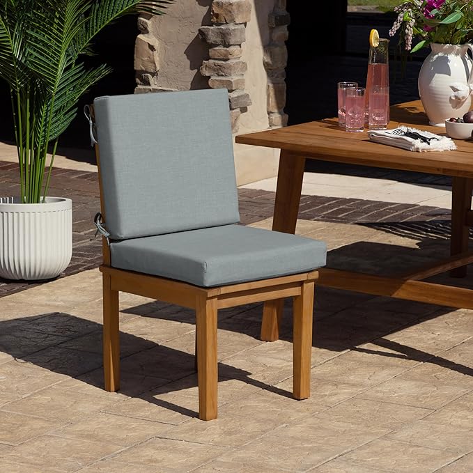 Arden Foam Outdoor Dining Chair Cushion, 20 x 20, Made with ProFoam, Rain-Proof, Fade Resistant, Stone Grey Leala
