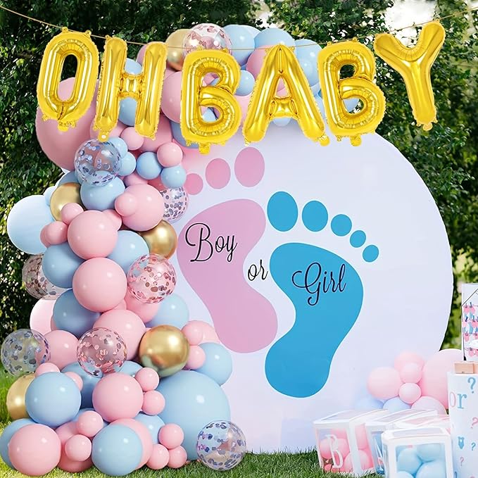 Gold Oh Baby Balloons - 16 Inch Letters for Baby Shower, Gender Reveal Decorations, Backdrop Sign (Gold)