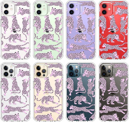 MOSNOVO Case for iPhone 12 & iPhone 12 Pro, [Buffertech 6.6ft Military-Grade Drop Protection] [Anti Peel Off Tech] Clear TPU Bumper Phone Case Cover Design - Pink Leopard