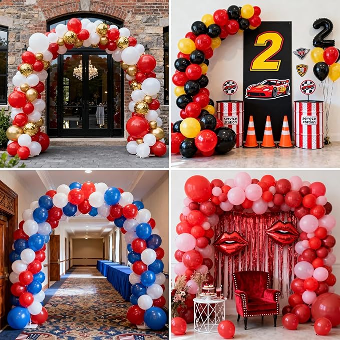 Patimate Red Balloons 100 Pack 12 Inch Matte Red Latex Balloons for Birthday Valentine's Day Christmas Independence Day Graduation Wedding Anniversary Engagement Bridal Shower Party Decorations