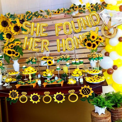 JeVenis She Found Her Honey Sign Bride to Bee Bridal Shower Decoration Balloons Backdrop Sunflowers Wedding Bride to Be Engagement Banner Props