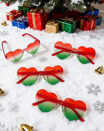 12 Pairs Heart Shaped Sunglasses Candy Color Rimless Fun Heart Glasses for Women Party Favors