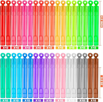 180 Piece Bubble Wands, 18 Colors Mini Neon Bubble Toy Bulk with Box for Halloween, Easter Basket Stuffers, Assortment Bubble Party Favors for Outdoor Indoor Activity Use, Child Kid Classroom Reward