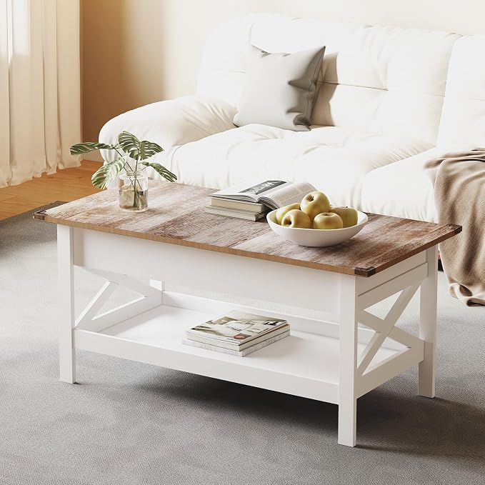 Lift Top Coffee Table with Storage, Small Coffee Table with Hidden Compartment