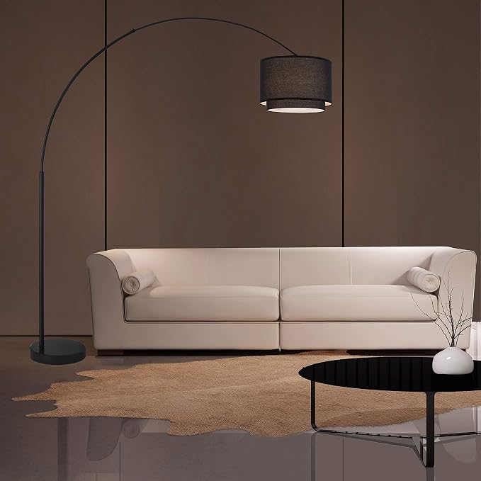 Major-Q Modern Arcing Floor Lamp - Tall Stand Up Arching Drum Shade - Large Contemporary Floor Lamp for Dining Rooms and Bedrooms - Corner Lamp for Office Lighting and Home Decor