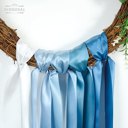 Dusty Blue Satin Ribbon Set, 1 1/2 Inch x 25 Yards, 5 Rolls French Blue Antique Blue Ribbon for Wedding, Flower Bouquet, Gift Wrapping, Hair Bows, Crafts and Party Decorations