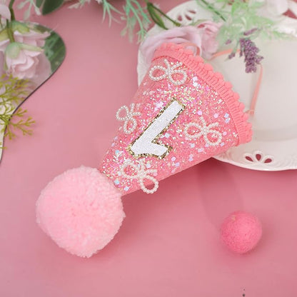 MAMUXI Butterfly 1st Birthday Hat - Little Princess First Birthday Decorations, 3D Pink Butterfly Sweet Party Hat