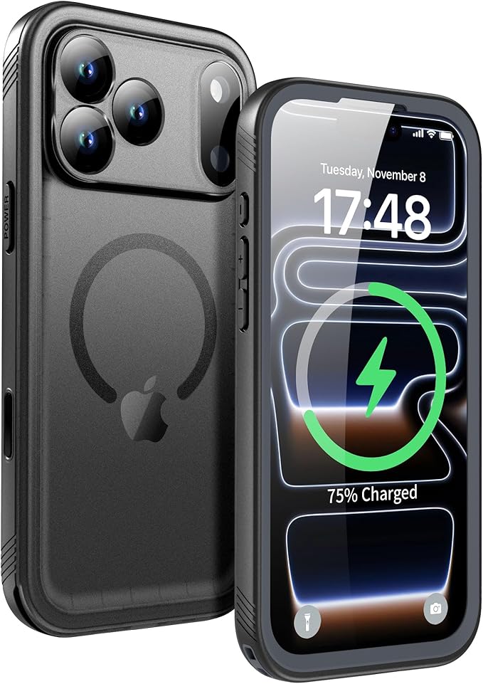 SPORTLINK for iPhone 17 Pro Case - IP68 Waterproof Military Protective Full Body Heavy Duty Shockproof 360 Sealed Dustproof with Camera Screen Protector Phone Cover for iPhone 17 Pro 6.3" Mag/Black